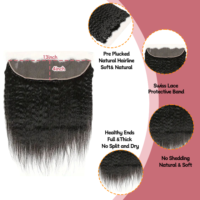 13*4 Lace frontal Kinky straight HD lace & Transparent lace 