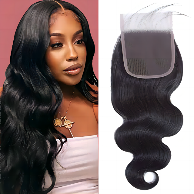4*4 spetsstängning Body Wave HD spets & transparent spets