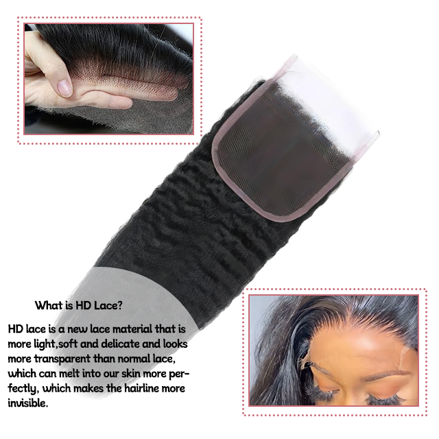 5*5 lace closure Kinky straight HD lace & transparent lace