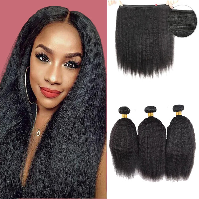  Kinky Straight Human hair Bundles 