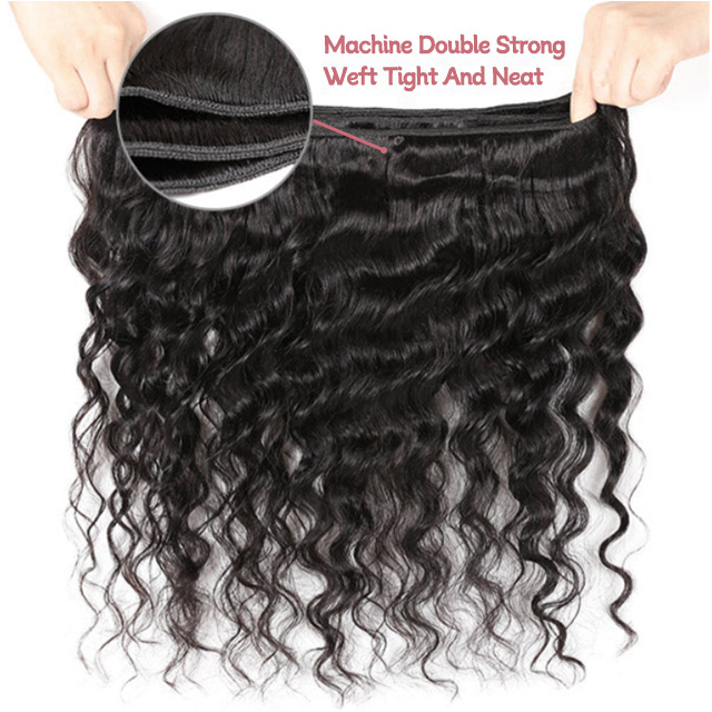 Deep Wave Human Hair Bunds med stängning