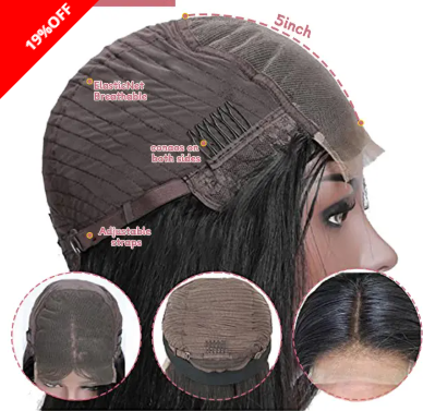 Natural Color Body Wave Lace Wig With Bangs