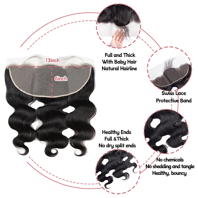 13*6 Lace Frontal Mwili Wimbi HD Lace & Lace ya Uwazi 