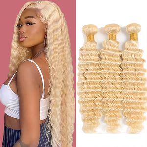 613# Blond Deep Wave Hair Bundles 12A Grad 