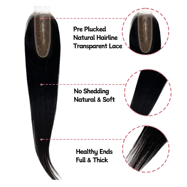 2*6 lace closure straight HD lace & transparent lace