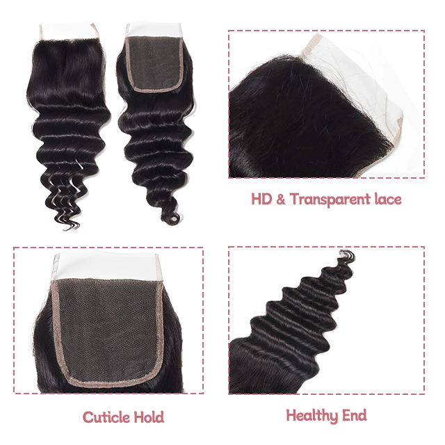 5*5 lace closure Losse Deep wave HD lace & transparent lace