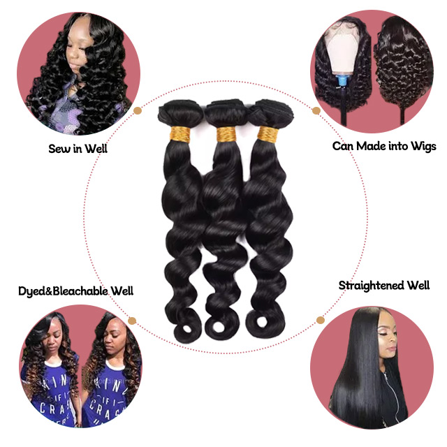 Deep Wave Human Hair Bunds med stängning