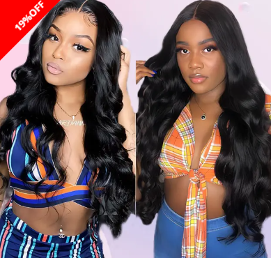 Natural Color Body Wave Lace Wig With Bangs