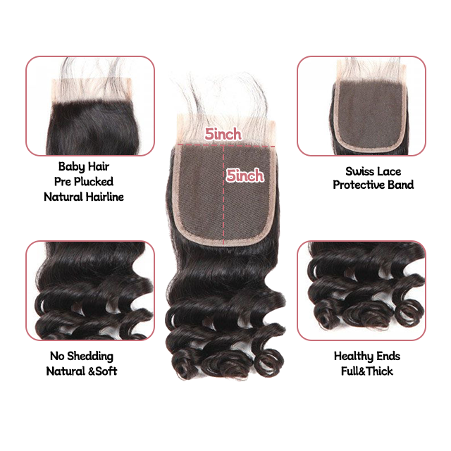 5*5 lace closure Losse wave HD lace & transparent lace