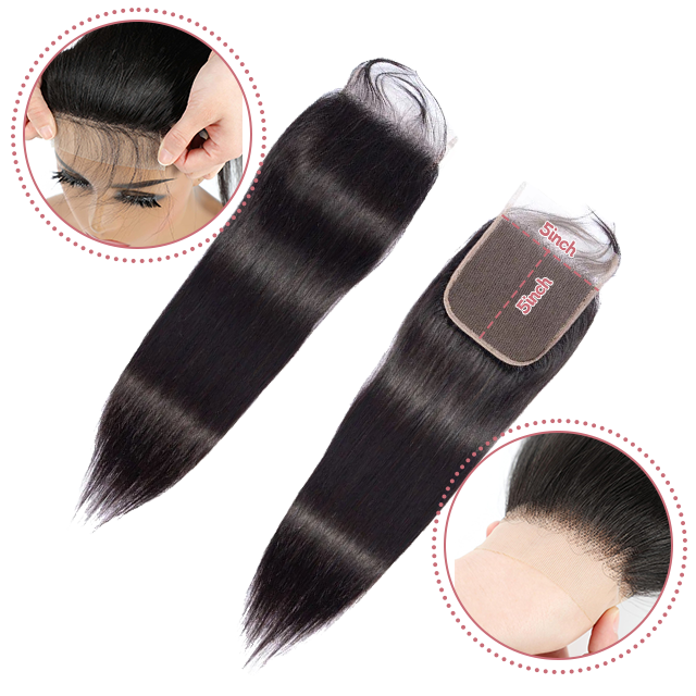 4*4 lace closure Straight HD lace & transparent lace