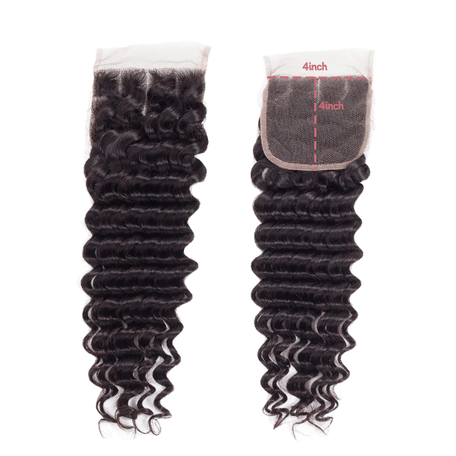 4*4 lace closure Deep wave HD lace & transparent lace