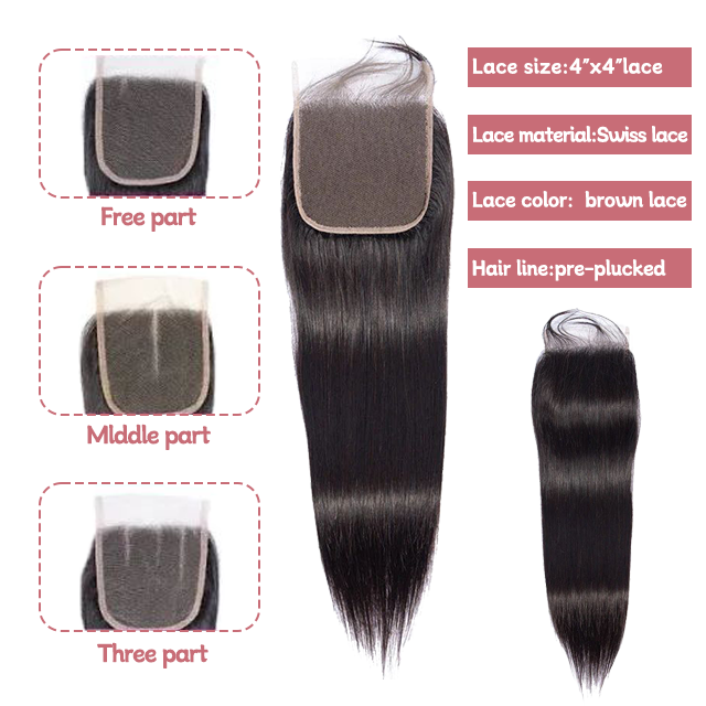4*4 lace closure Straight HD lace & transparent lace