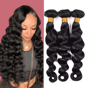Deep Wave Human Hair Bunds med stängning