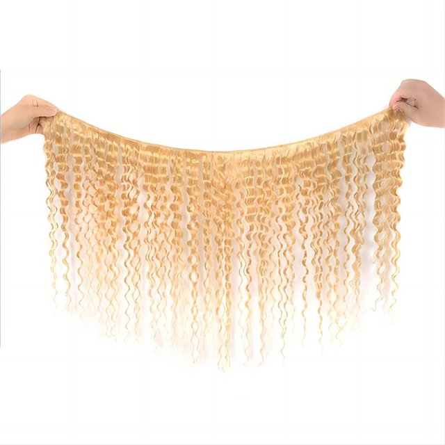 613# Blond Deep Wave Hair Bundles 12A Grad 