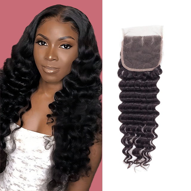 4*4 lace closure Deep wave HD lace & transparent lace