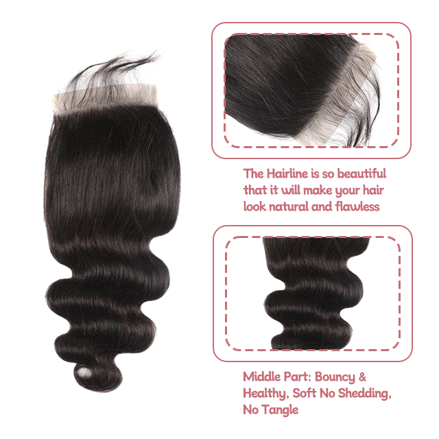 6*6 lace closure Body wave HD lace & transparent lace