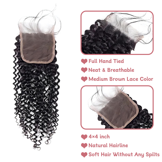 4*4 lace closure Water wave HD lace & transparent lace