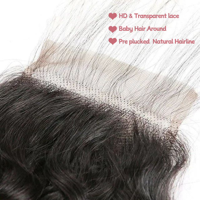 5*5 lace closure Water wave HD lace & transparent lace