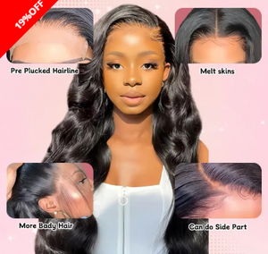Natural Color Body Wave Lace Wig With Bangs