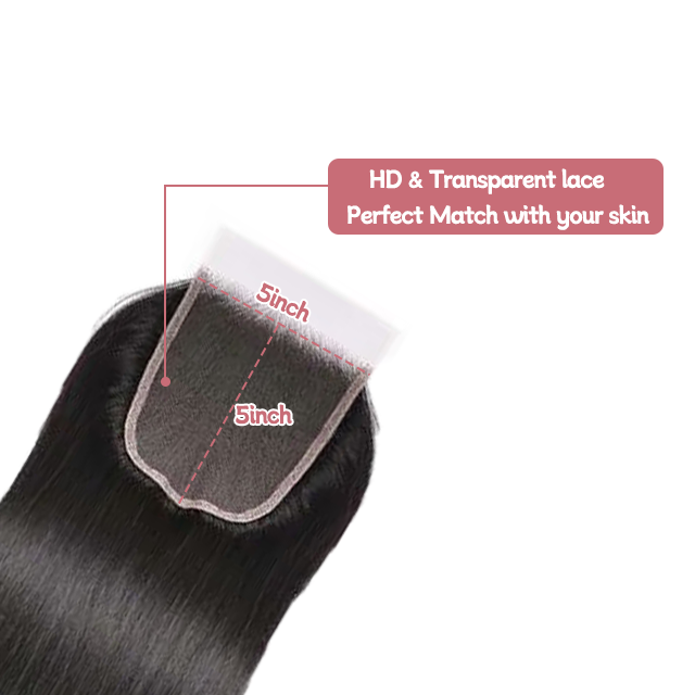 5*5 lace closure Straight HD lace & transparent lace