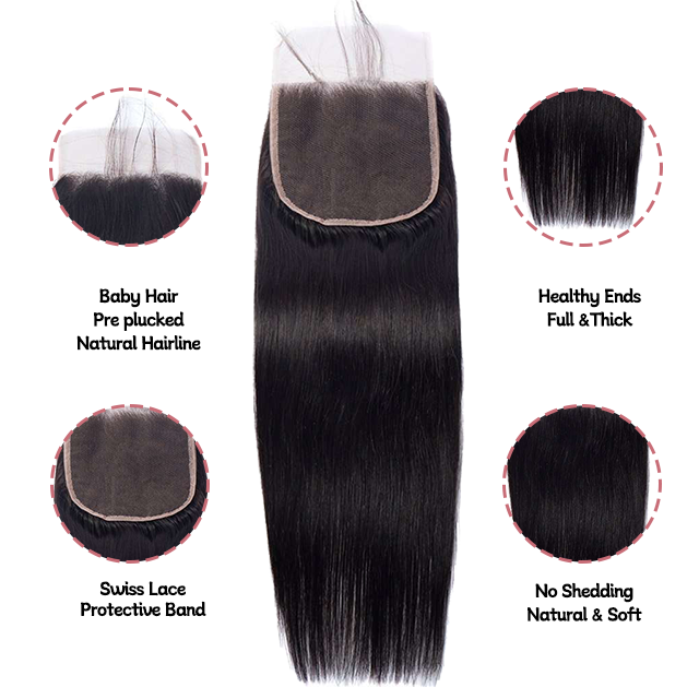 6*6 lace closure straight HD lace & transparent lace